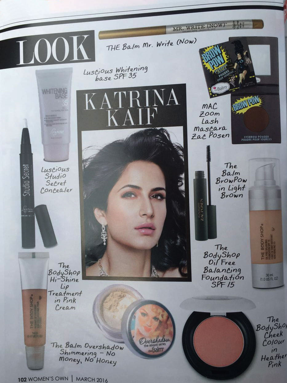 Luscious Cosmetics press clipping from Women's Own Magazine, 2016.