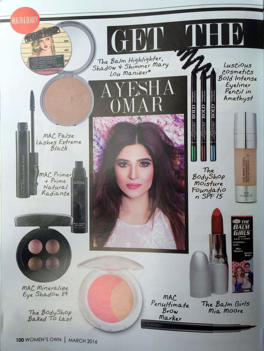 Luscious Cosmetics press clipping from Women's Own Magazine, 2016.