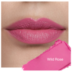 Luscious Cosmetics Hydracolor lipstick in a bright red shade with the cap off, showcasing its creamy, satin-matte texture.