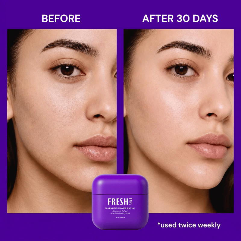 Before and after skin texture with the FreshLabs 5-Minute Power Facial