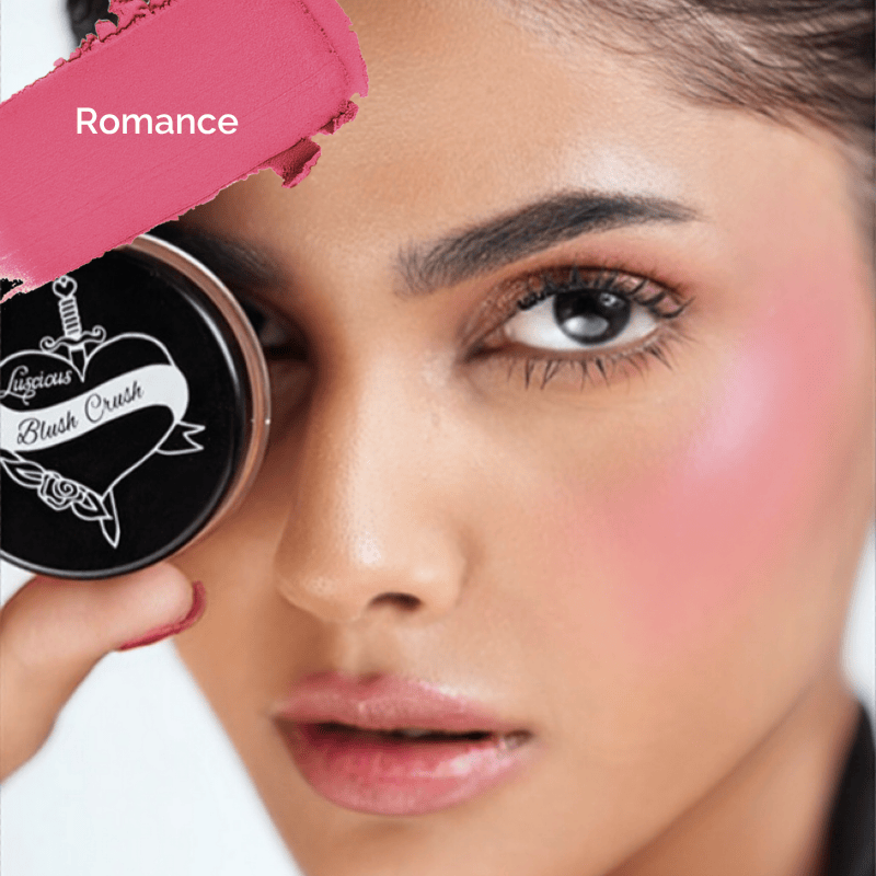Model wearing Blush Crush in Romance with natural makeup look