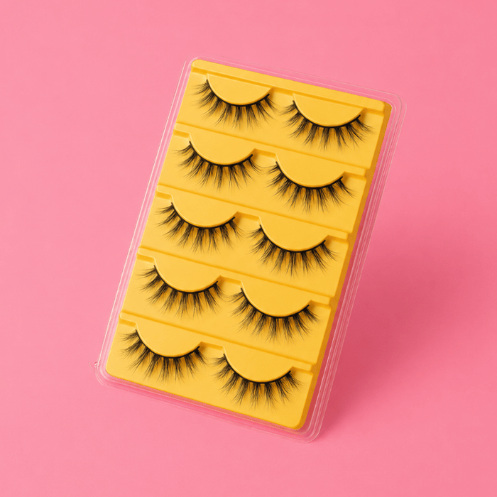 Luscious Cosmetics Bombshell 3D Lashes x5 value set with full-volume faux mink lashes.