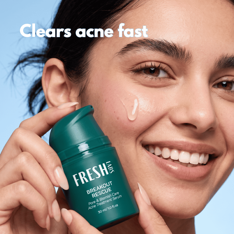 Woman using FreshLabs Breakout Rescue Acne Serum