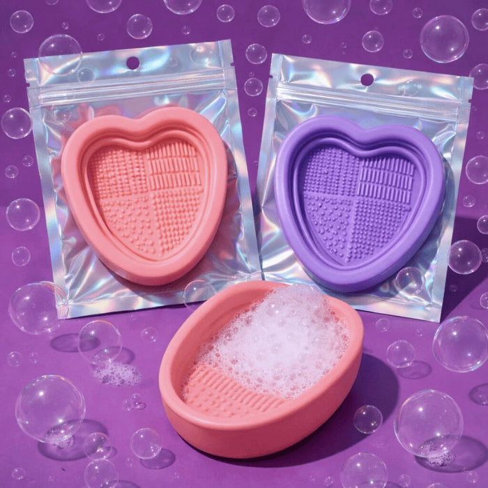 Makeup Brush Cleaner hero shot — foldable silicone bowl, Luscious Cosmetics