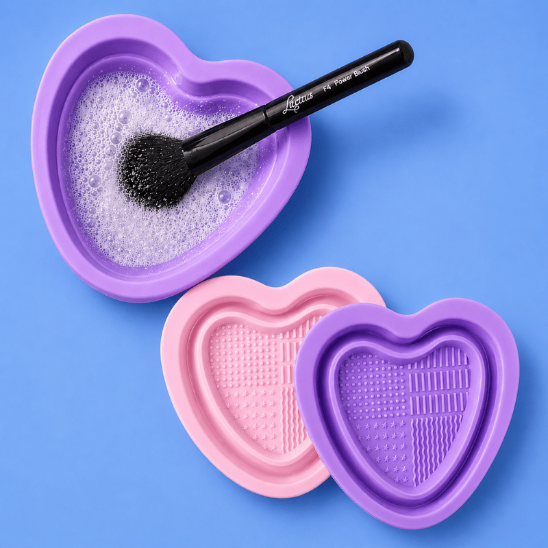 Luscious Cosmetics Makeup Brush Cleaner silicone bowl for cleaning makeup brushes.
