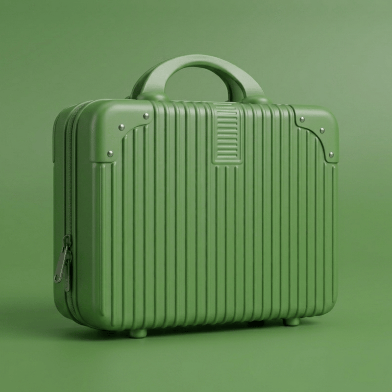 Luscious Cosmetics On the Go Vanity Case in Green, a large hard-top makeup organizer.