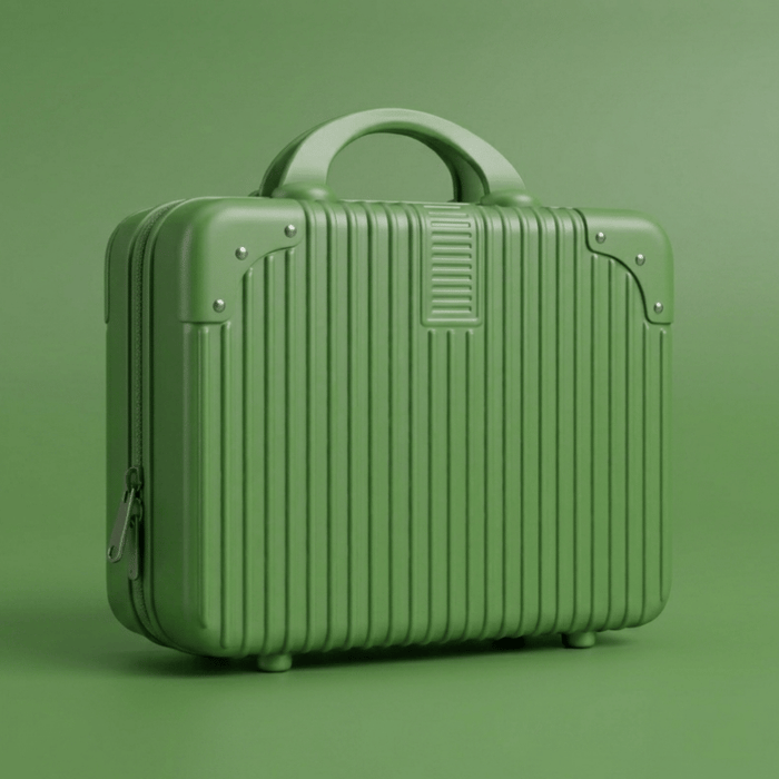 Luscious Cosmetics On the Go Vanity Case in Green, a large hard-top makeup organizer.