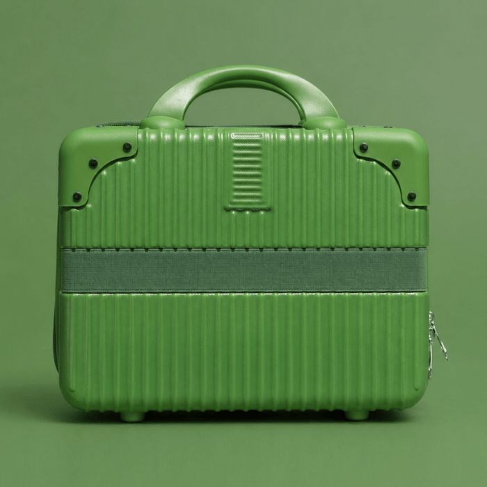 Luscious Cosmetics On the Go Vanity Case in Green with spacious storage.