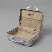 Luscious Cosmetics On the Go Vanity Case in Silver for travel and beauty storage.
