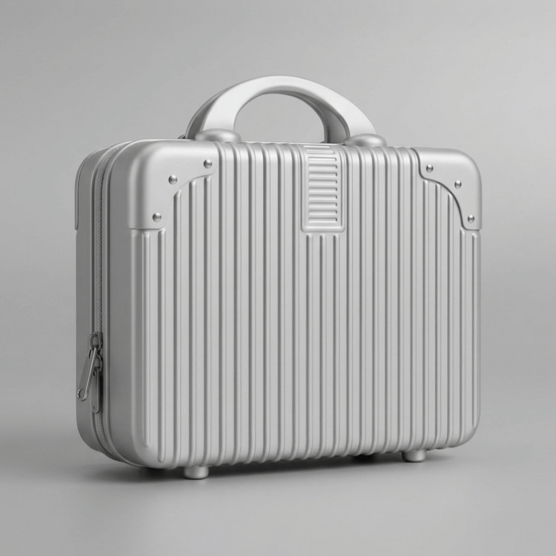 Luscious Cosmetics On the Go Vanity Case in Silver hard-top makeup organizer.