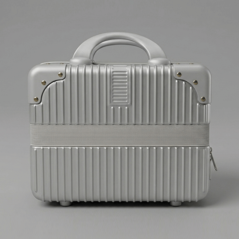 Luscious Cosmetics On the Go Vanity Case in Silver with spacious storage.