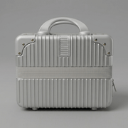 Luscious Cosmetics On the Go Vanity Case in Silver with spacious storage.