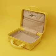 Luscious Cosmetics On the Go Vanity Case in Yellow for travel and beauty storage.