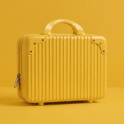 Luscious Cosmetics On the Go Vanity Case in Yellow hard-top makeup organizer.
