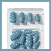 Luscious Cosmetics Teal Tea Party short press-on design shown in product tray.