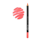 Luscious Cosmetics red lip liner pencil displayed beside a swatch showing its rich color and smooth texture.