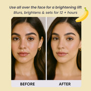 Softlight Brightening Face Powders before and after in shade Banana, Luscious Cosmetics