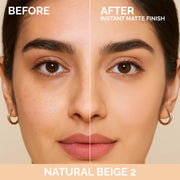 Softlight Powder Foundation before and after in shade Natural Beige 2, Luscious Cosmetics