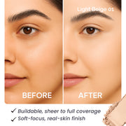 Softlight Setting Powder before and after in shade Light Beige 1, Luscious Cosmetics