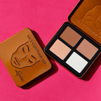 Luscious Cosmetics contour palette featuring four blendable powders for sculpting, contouring, highlighting, and illuminating the face.